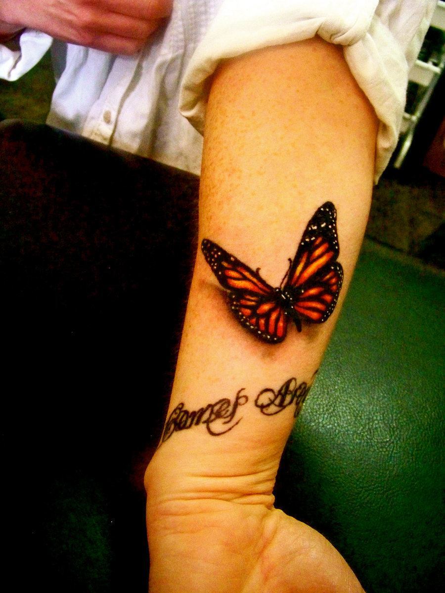 Beautiful Butterfly 3D Tattoo Tattoo on skin