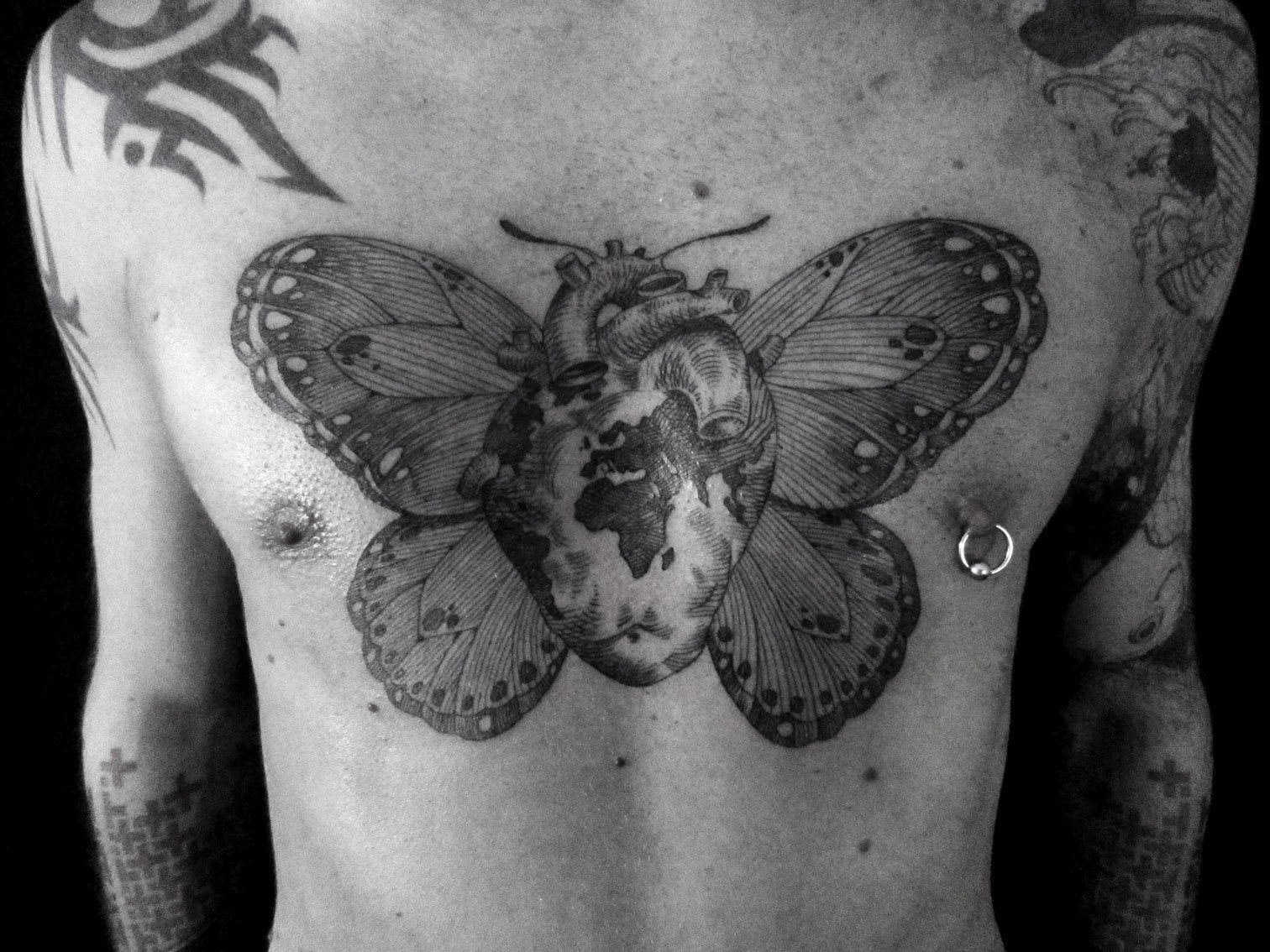 Butterfly Heart Tattoo Tattoo on skin