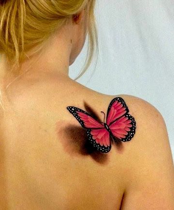 Cool butterfly tattoo on a girl’s back Tattoo on skin
