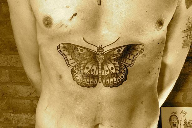 Giant Butterfly Stomach Tattoo Tattoo on skin