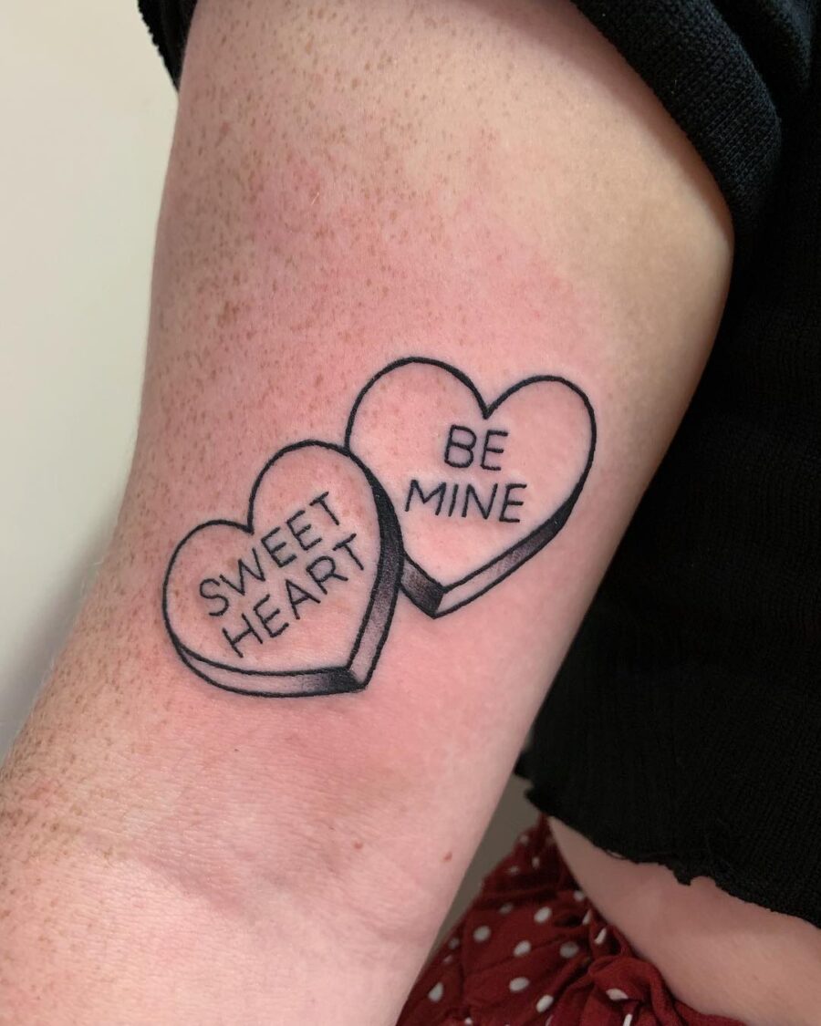 Adorable candy heart tattoo designs for lovers Tattoo on skin