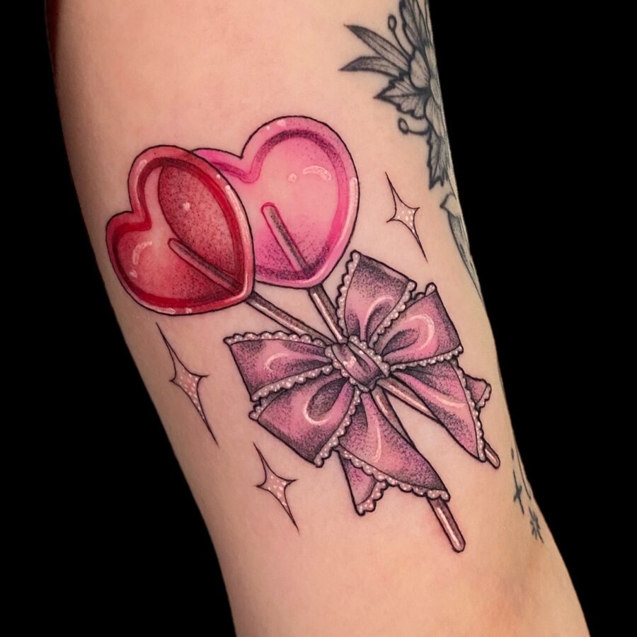 Charming candy heart lollipops tattoo design Tattoo on skin