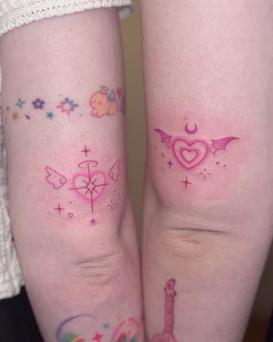 Charming candy heart tattoo designs on arms Tattoo on skin