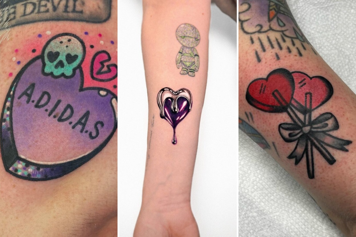 35+ Candy Heart Tattoo Ideas Delivering Sweet Nostalgic Pastel Ink Featured 3-Panel Lookbook Collage