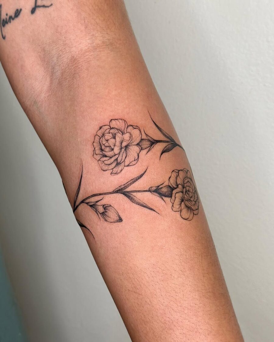 Beautiful carnation tattoo design on arm Tattoo on skin