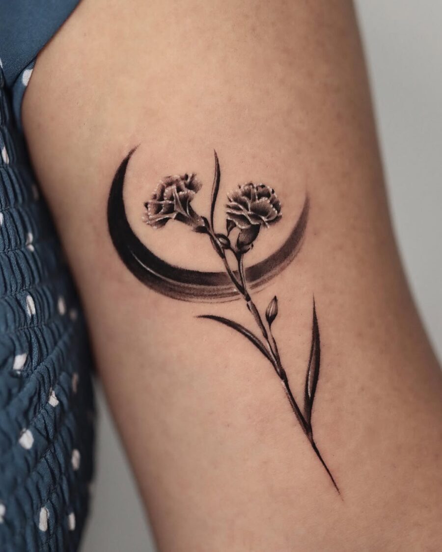 Elegant blackwork carnation tattoo design Tattoo on skin