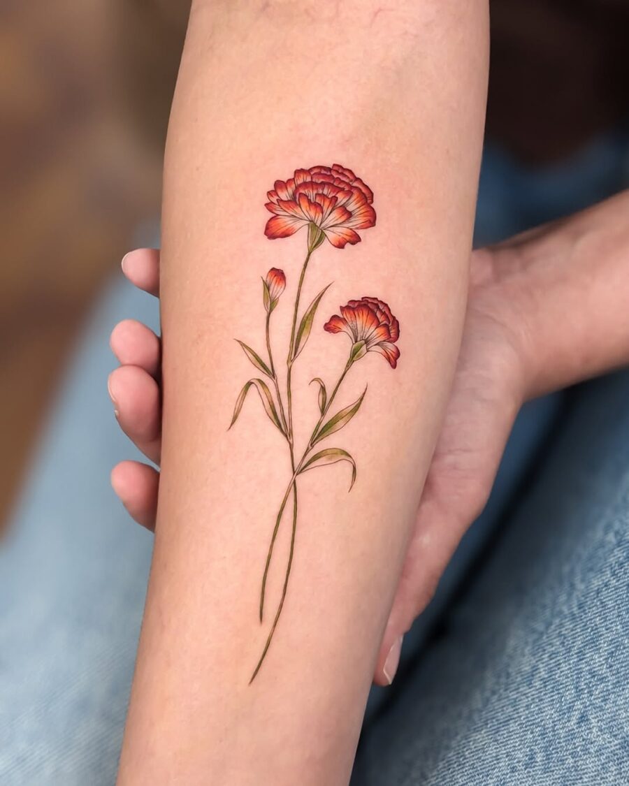 Elegant carnation tattoo for floral enthusiasts Tattoo on skin