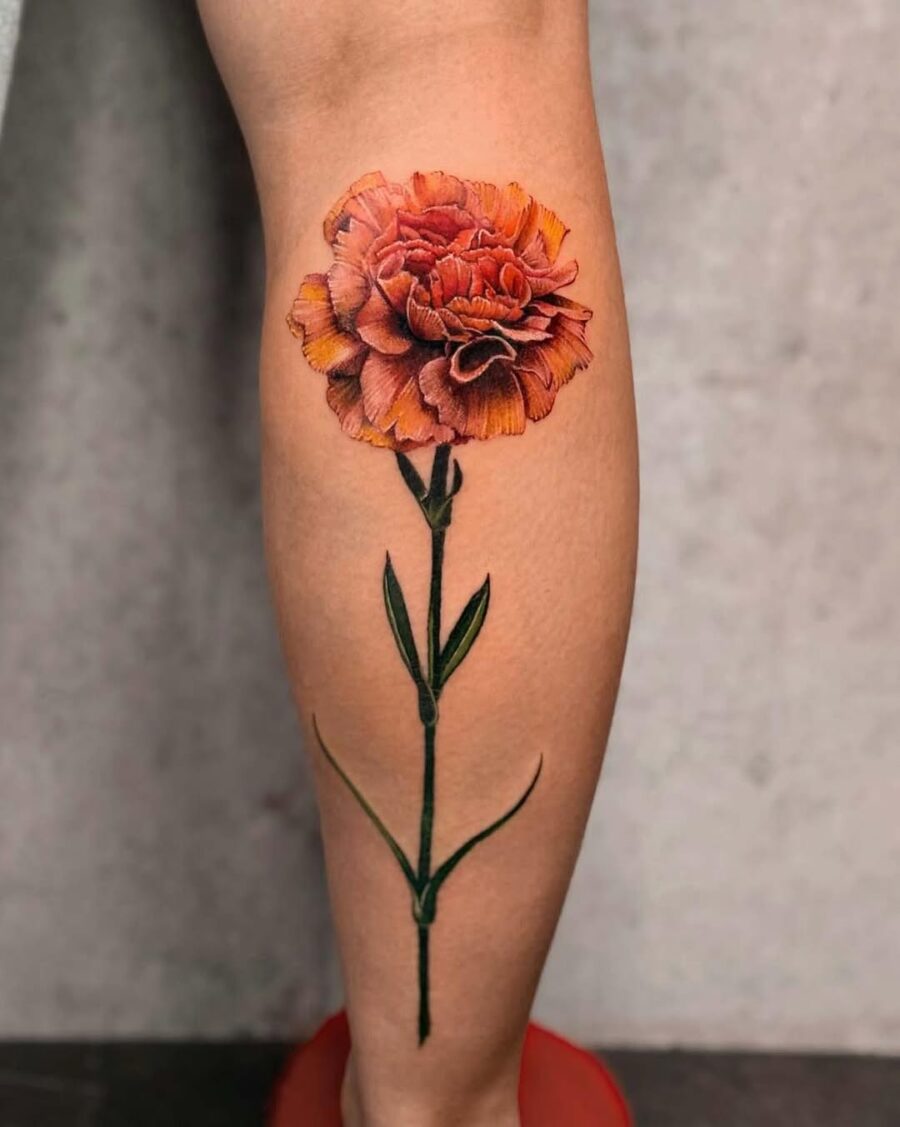 Vibrant Realistic Carnation Art on Skin Tattoo on skin