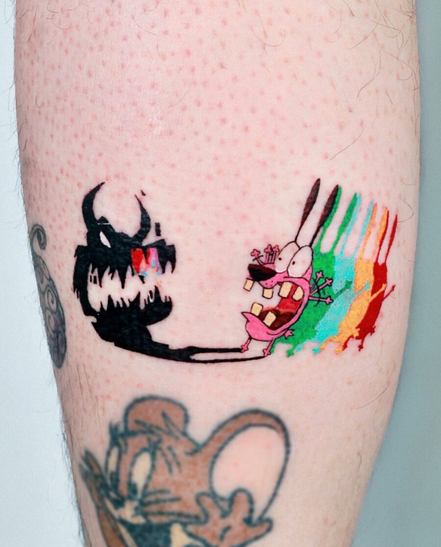 Dynamic Cartoon Mashup Tattoo Design Tattoo on skin