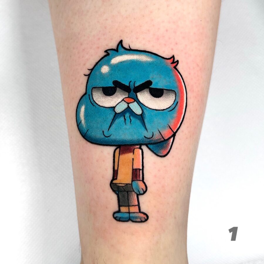 Quirky Gumball Tattoo with Attitude Tattoo on skin