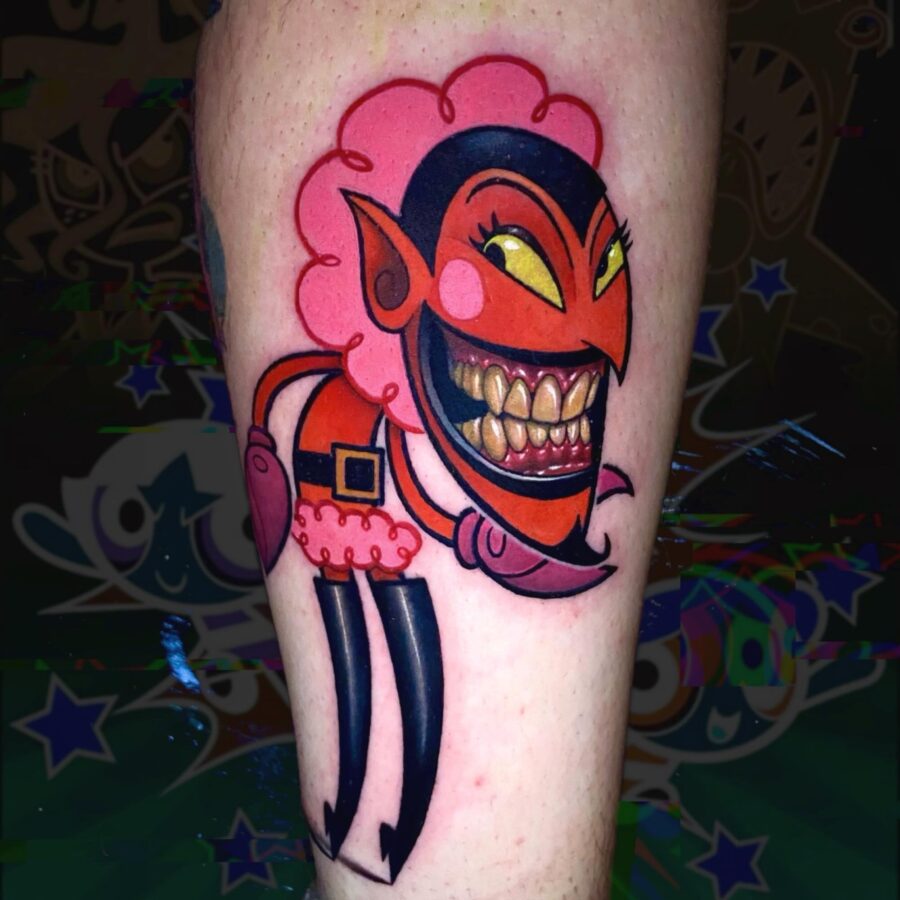 Vibrant cartoon evil character tattoo design Tattoo on skin
