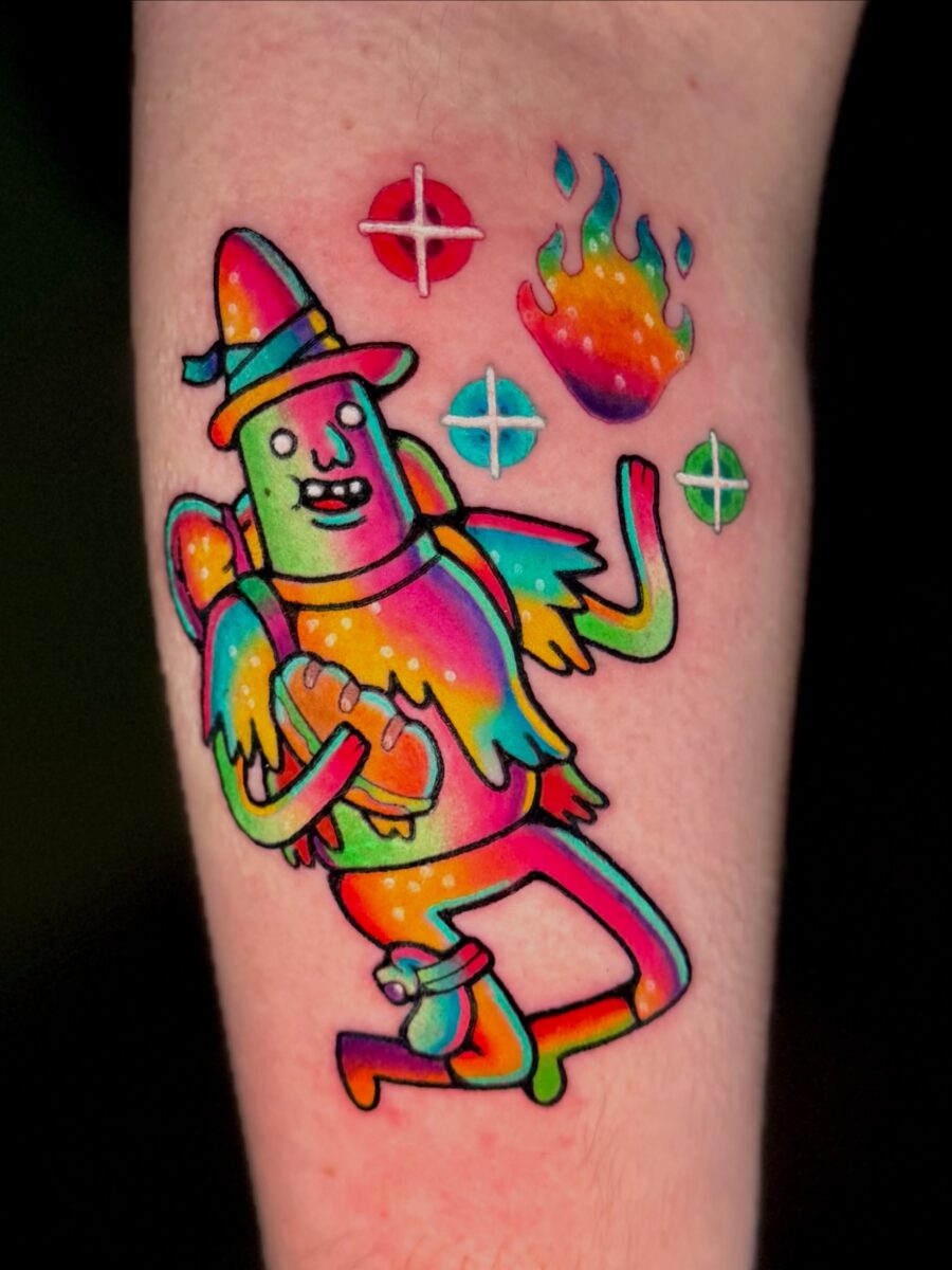 Whimsical Cartoon Tattoo Full of Color Tattoo on skin