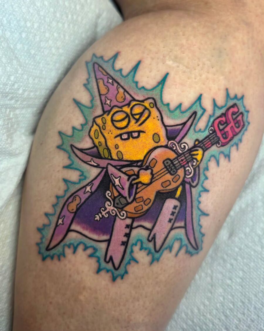 Whimsical SpongeBob SquarePants Tattoo Design Tattoo on skin