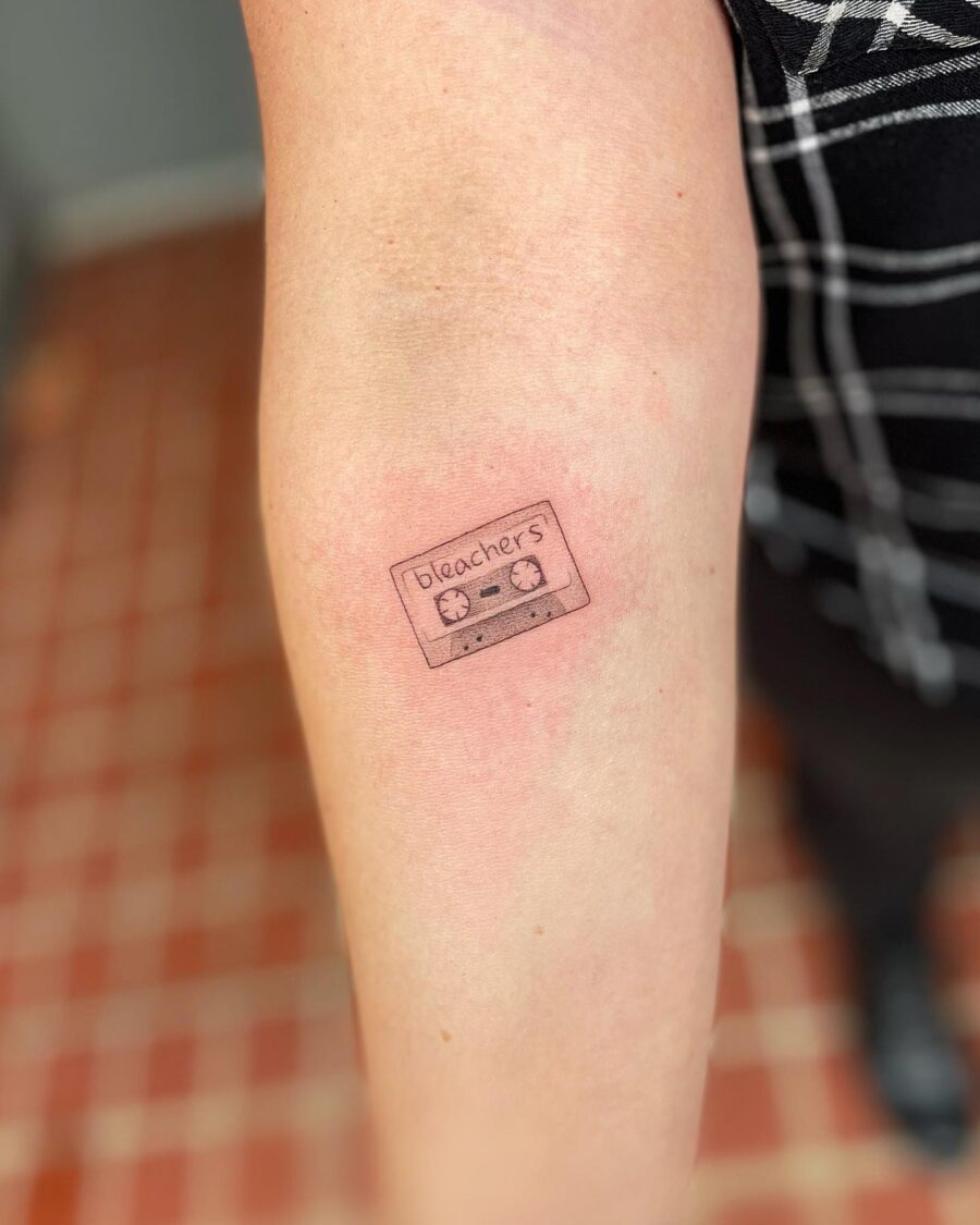 A nostalgic cassette tribute to Bleachers Tattoo on skin