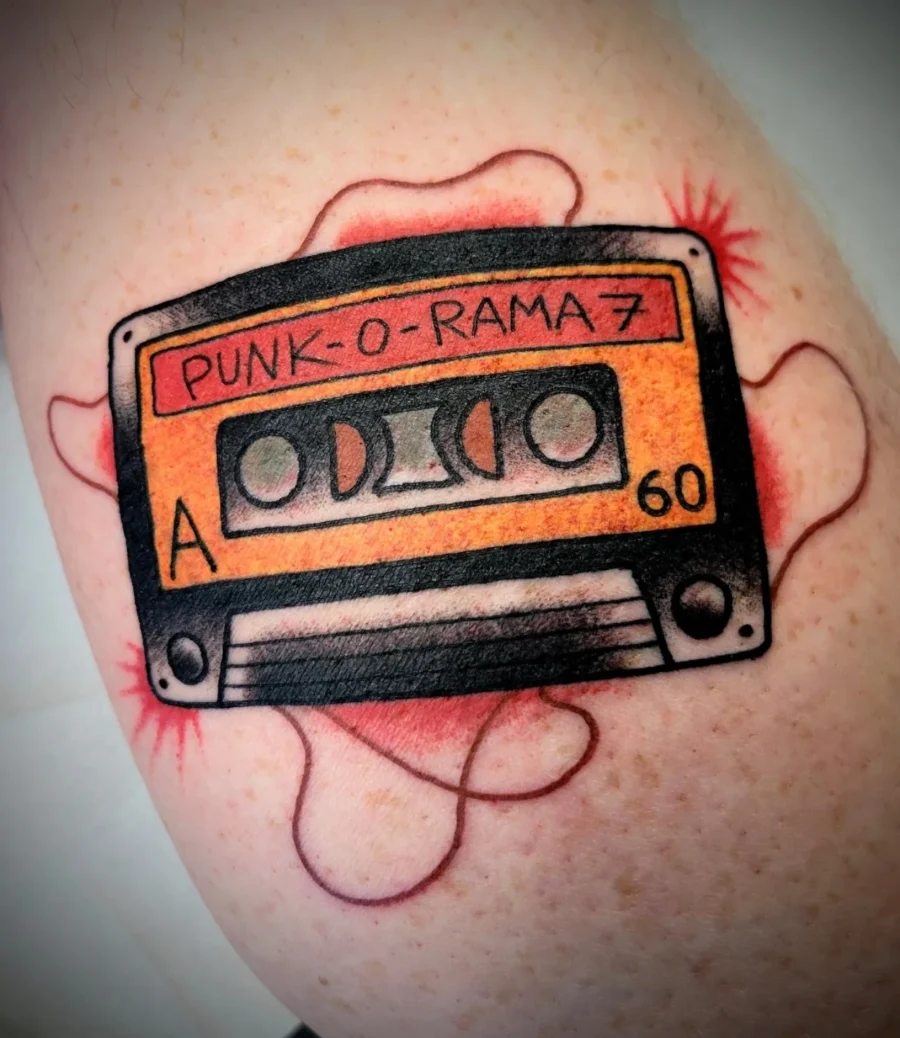 Bold tribute to cassette tape nostalgia Tattoo on skin