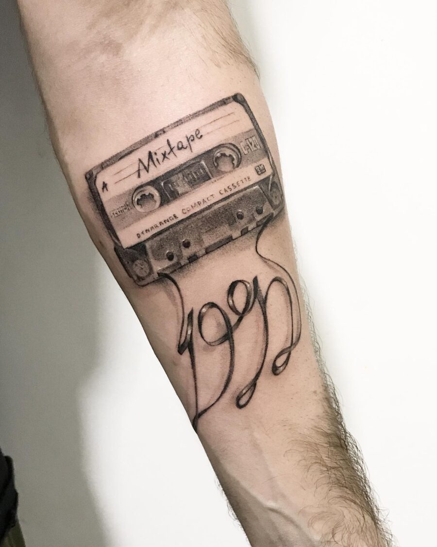 Nostalgic mixtape tattoo with vintage vibes Tattoo on skin