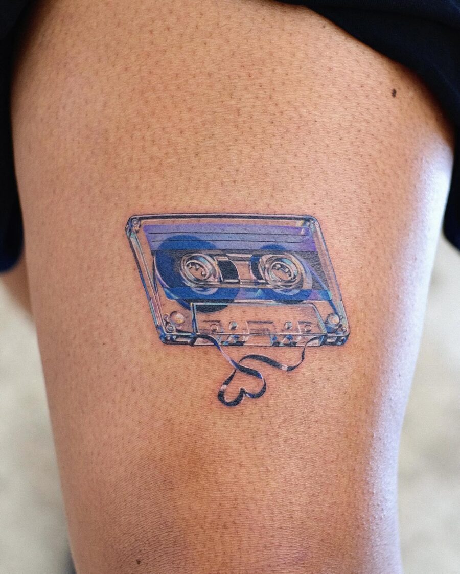 Unique vintage cassette tape tattoo design Tattoo on skin