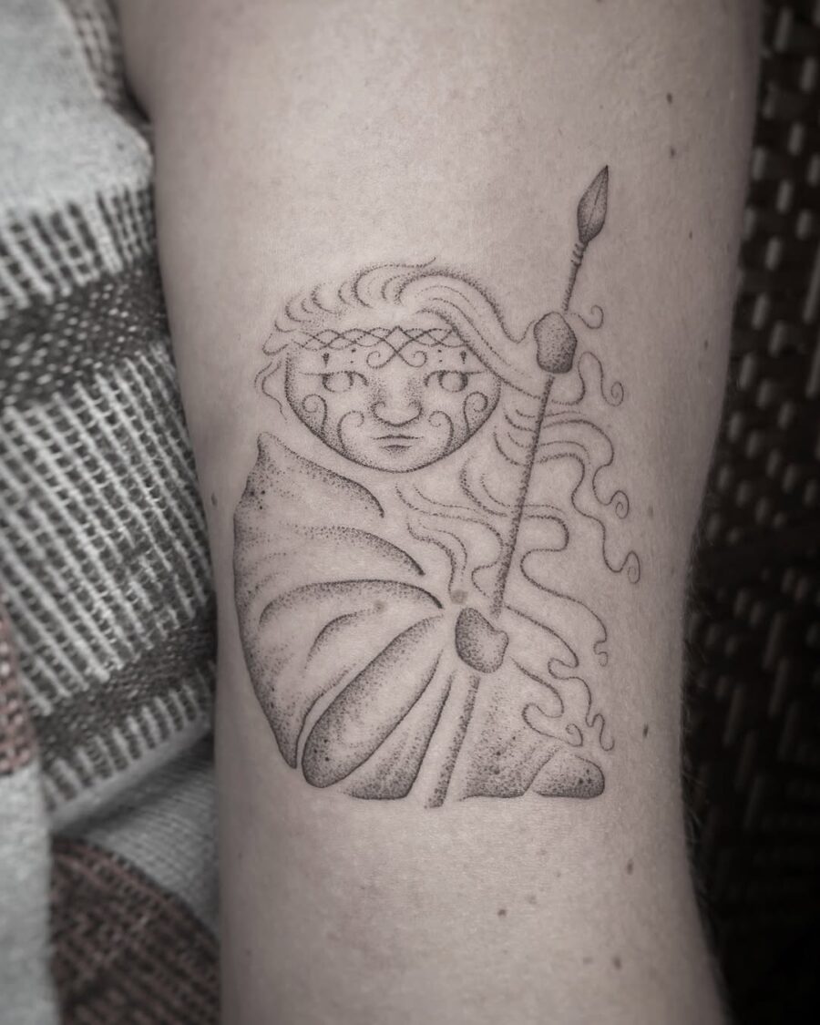 Celtic inspired warrior tattoo with intricate details Tattoo on skin