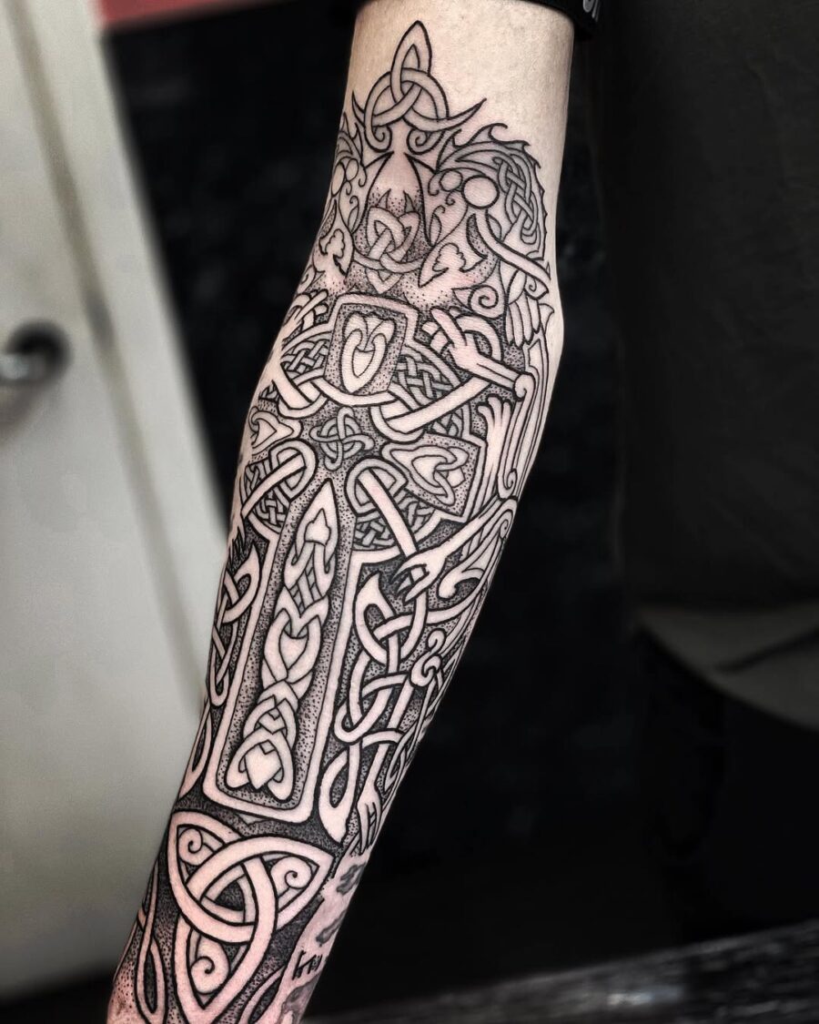 Intricate black ink Celtic tattoo design Tattoo on skin