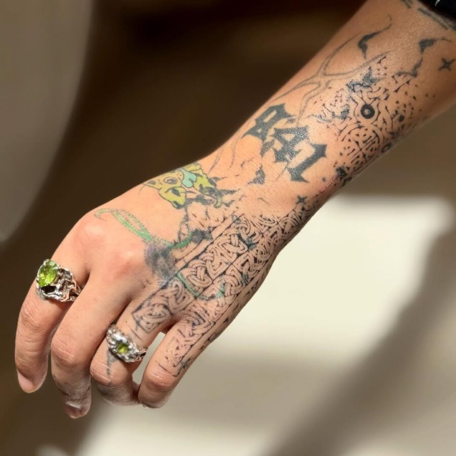 Intricate Celtic Designs on Hand Tattoo Tattoo on skin