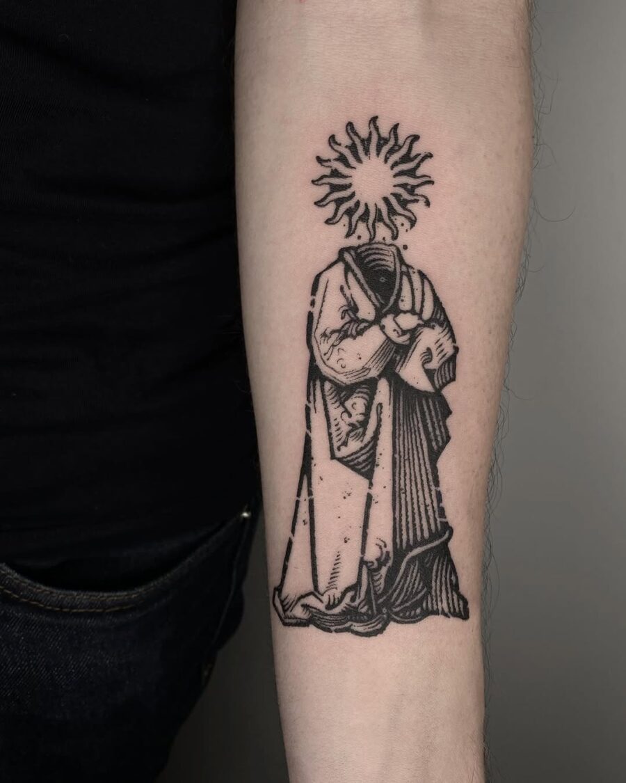 Intricate Celtic sun cloak tattoo design Tattoo on skin