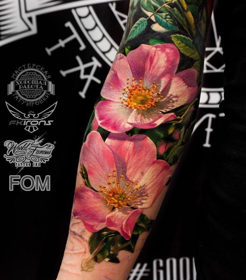 The Cherry Blossom Close-Up Shot Tattoo on skin