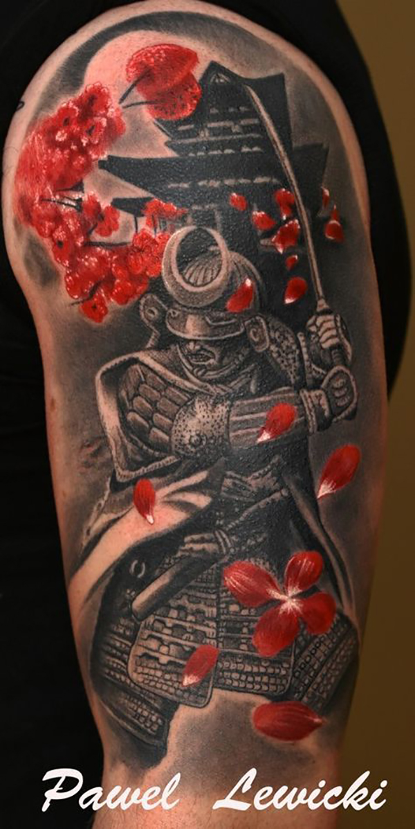 The Noble Samurai with Sword Tattoo on skin