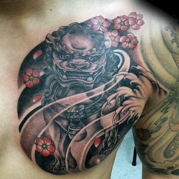 The Traditional Black and White Tattoo Style Dragon Tattoo on skin