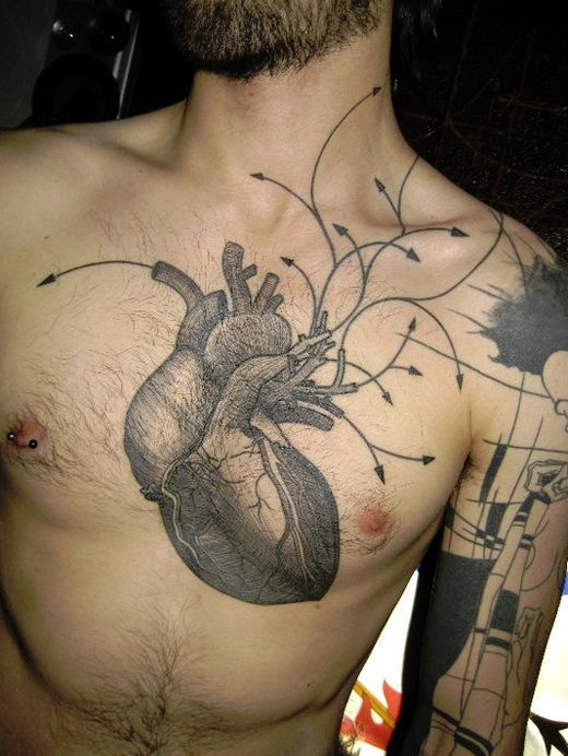 Flow of Blood Chest Tattoos Tattoo on skin