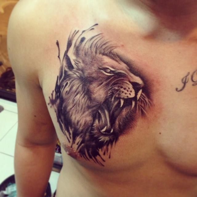 Lion Chest Tattoo Tattoo on skin