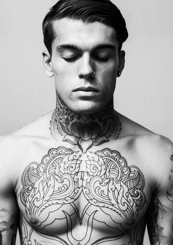 Neck-Chest Masculine Tattoo Chest Tattoo Tattoo on skin
