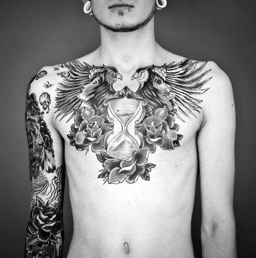 Sands of Time Chest Tattoos Tattoo on skin