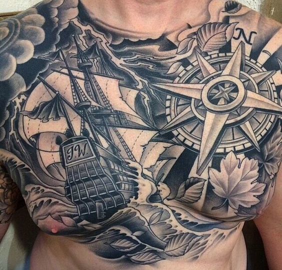 Whole Chest Nautical Tattoo Tattoo on skin