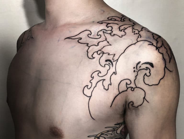 Abstract Cloud Tattoo on Shoulder Tattoo on skin