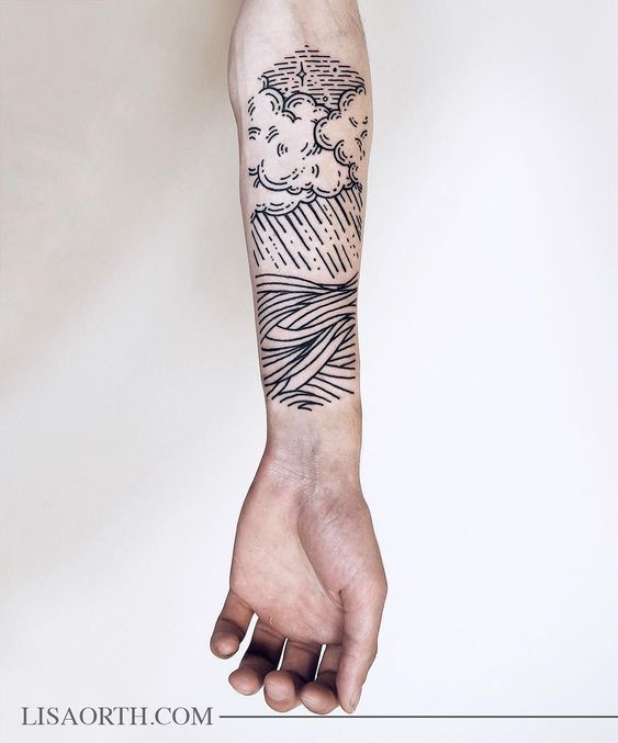 Clouds and Landscape Line Drawing Cloud Tattoo cloud tattoos