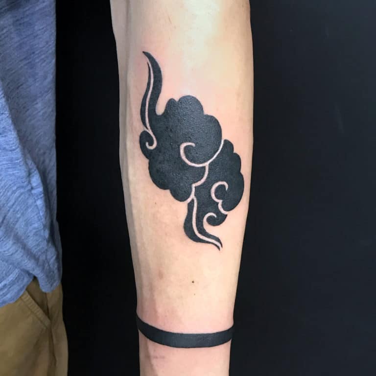 Pair of Black Japanese cloud tattoos design Tattoo on skin