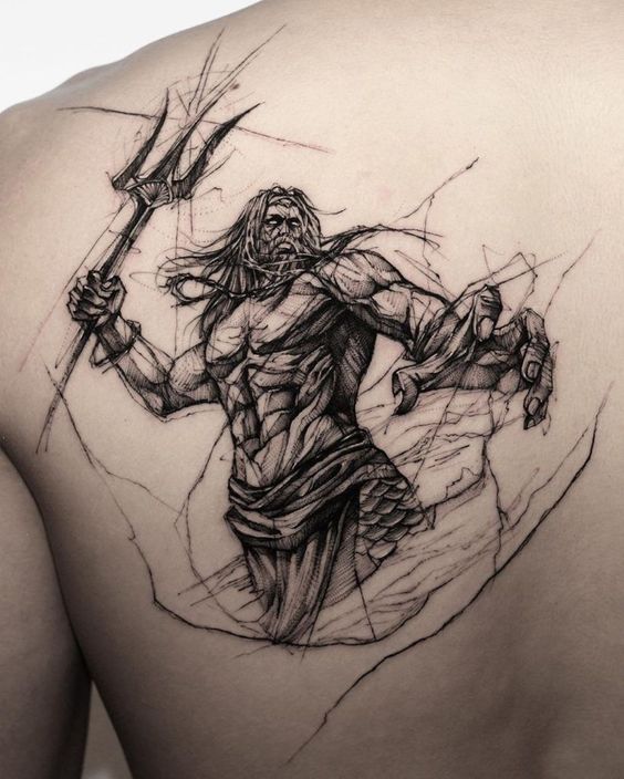 A New Take on Neptune Tattoo on skin