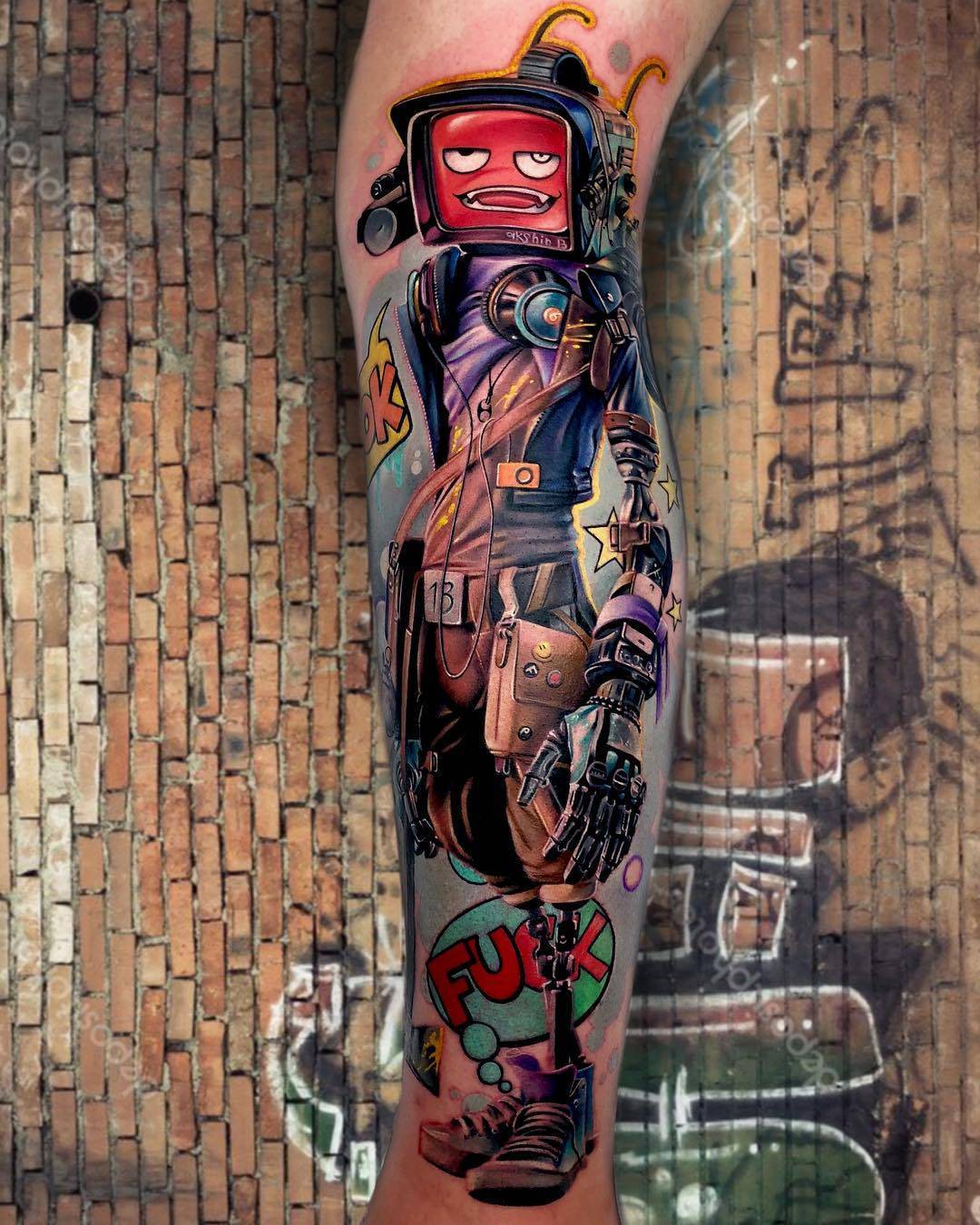 Cyberpunk Meets Anime Dream Machine Tattoo on skin