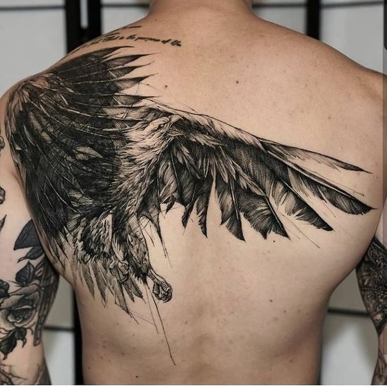 Fly Like an Eagle Shoulder Design Tattoo on skin