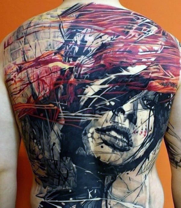 Jackson Pollock Inspired Portrait Ink Tattoo on skin