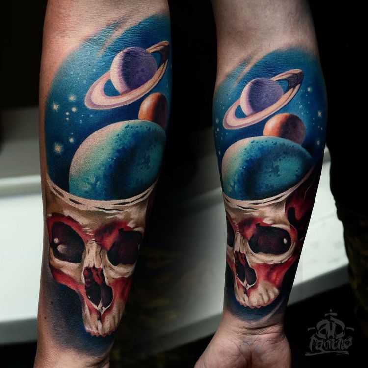 Life Out There Sci-Fi Concept Tattoo on skin