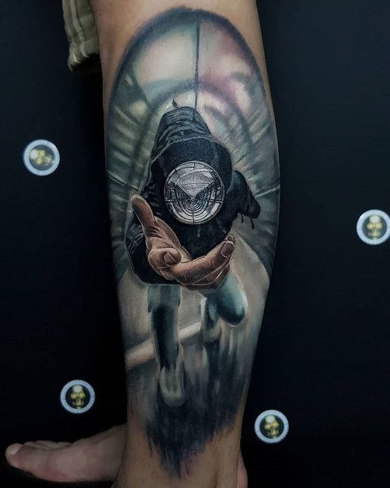 Surreal Street Art Side Leg Tattoo cool tattoos