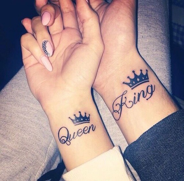 Gorgeous King and Queen Couple Tattoo Idea Tattoo on skin