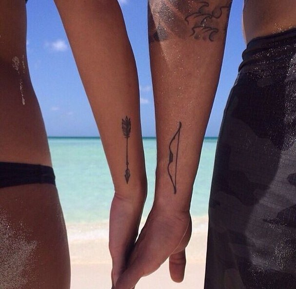 My Bow, My Arrow Couple Tattoos Tattoo on skin