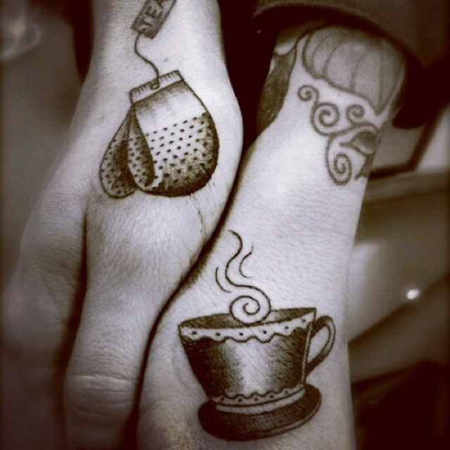 Perfectly Brewed Cup of Tea Couple Tattoo Tattoo on skin