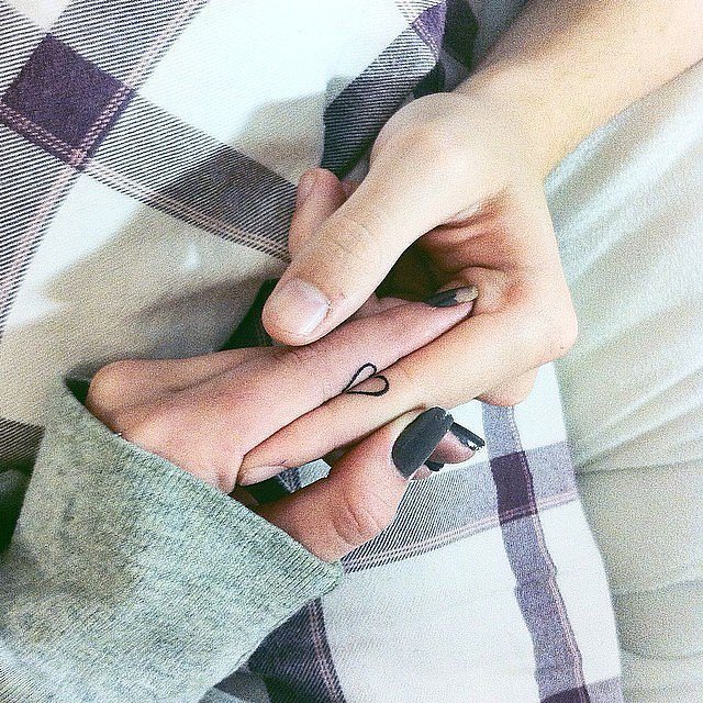 Simple Heart Couple Tattoo Tattoo on skin