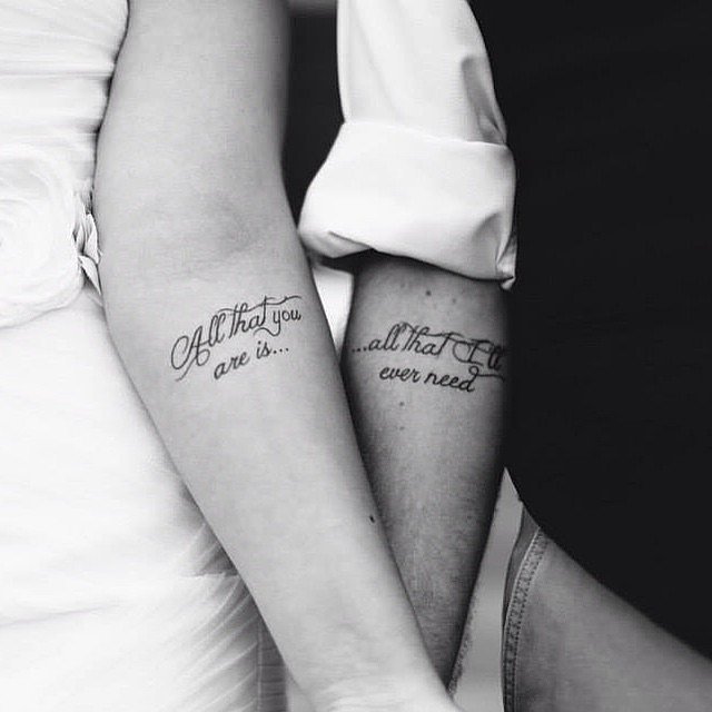 Sweet Quote Couple Tattoo Tattoo on skin