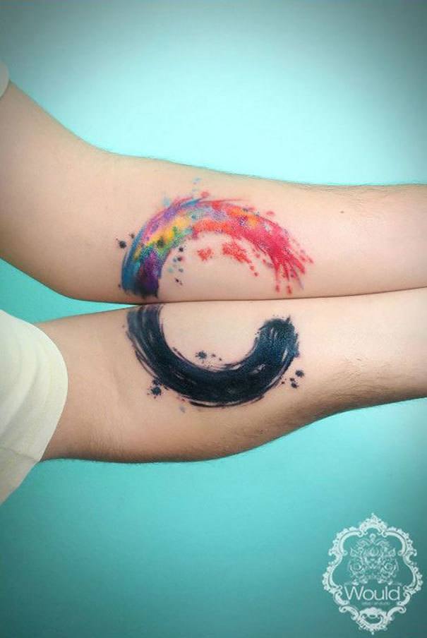 We Are Different but We Form a Whole Couple Tattoo Tattoo on skin