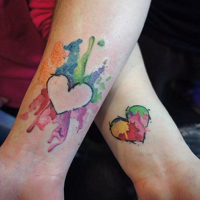 Work of Art Heart Couple Tattoo Tattoo on skin