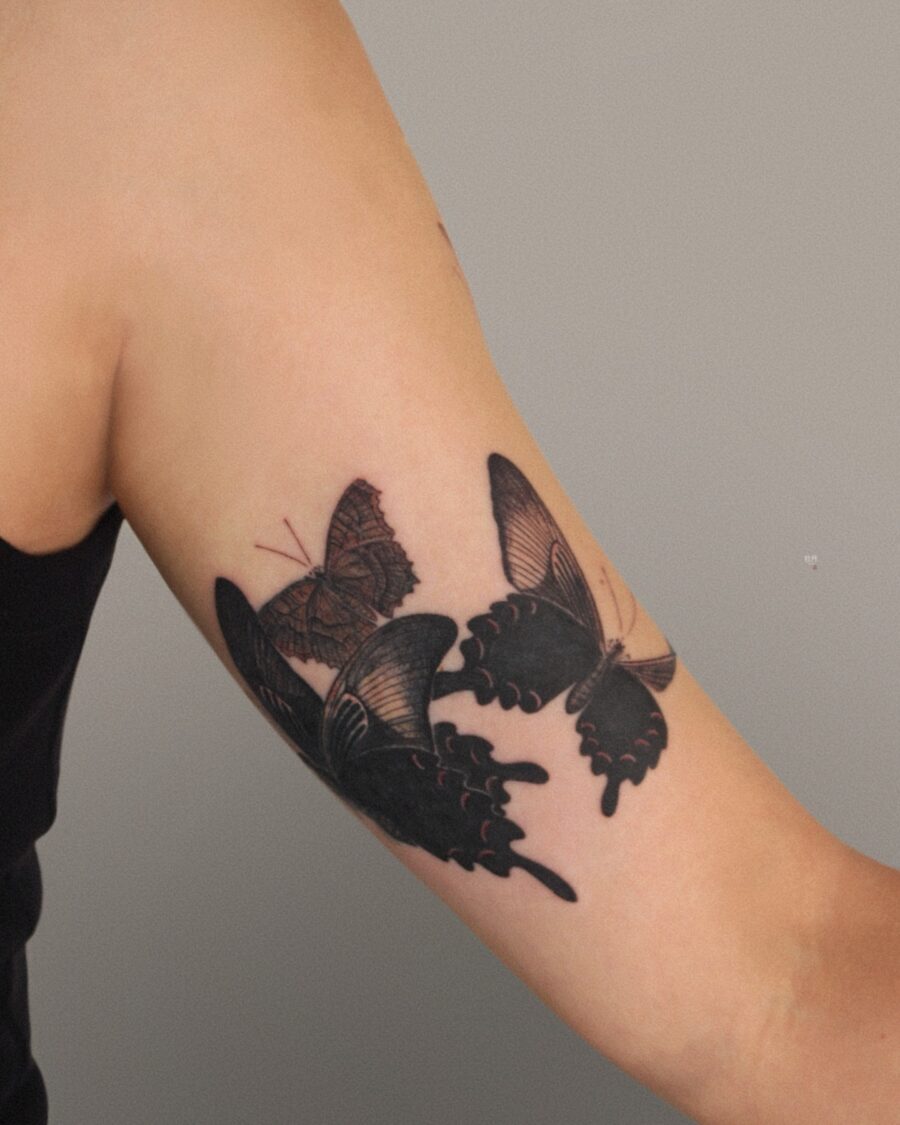 Stunning black and grey butterfly tattoos Tattoo on skin
